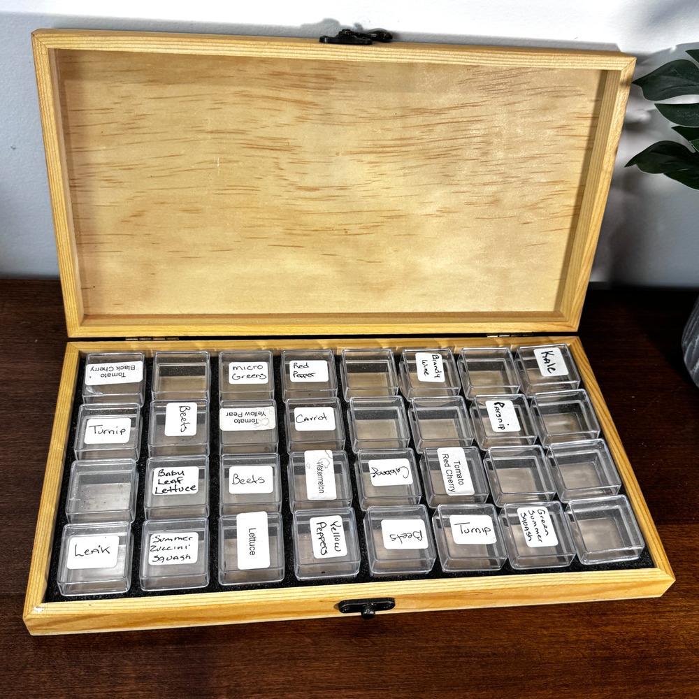 Lush & Dew Wooden Seed Storage Organizer with 32 Inner Boxes